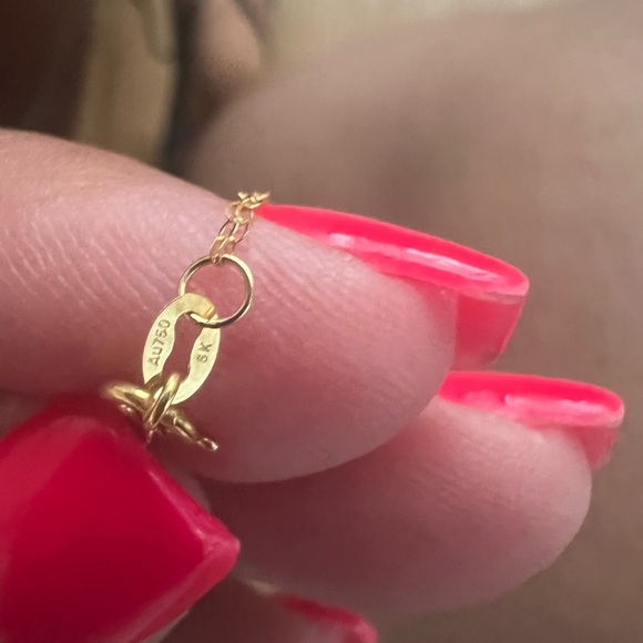 18k Gold Double Chain Interlock Charm Necklace - Picture 7 of 9